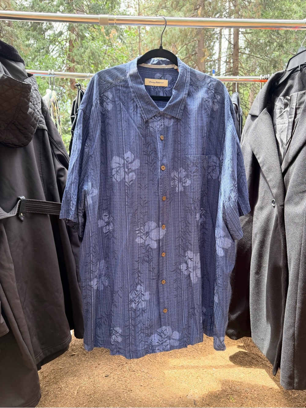 Tommy Bahama Blue Short-Sleeve Button-Up Casual Shirt